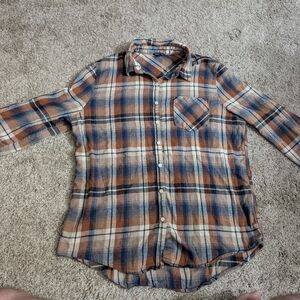 Aeropostale Women's Large Casual Plaid Shirt - Brown and Blue